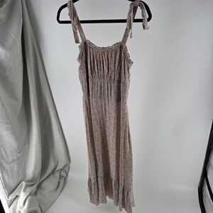 19 Cooper Floral Dusty Pink Boho Cottagecore Milkmaid Summer Dress NWT Large